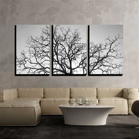 wall26 - 3 Piece Canvas Wall Art - Dead Tree Branch, Black and White ...