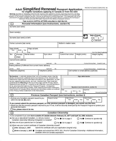 Fillable Passport Renewal Application Form - Printable Forms Free Online