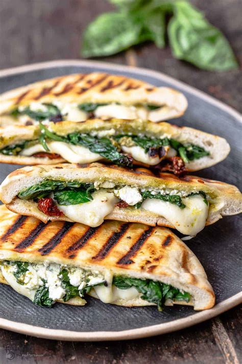 Mozzarella and Feta Pita Grilled Cheese - The Mediterranean Dish