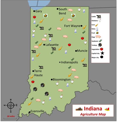 Agricultural Map of Indiana | Bloomington indiana, Evansville, Indiana