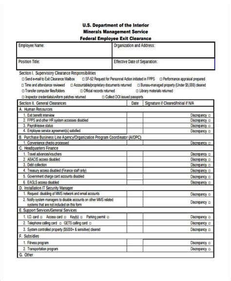 FREE 6+ Exit Clearance Form Samples in PDF | MS Word