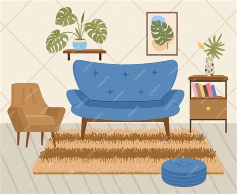 Premium Vector | Cozy living room cartoon trendy cozy home interior ...