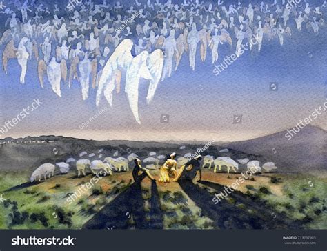 Heavenly Host Appearance Angel Shepherds Stock Illustration 713757985 ...