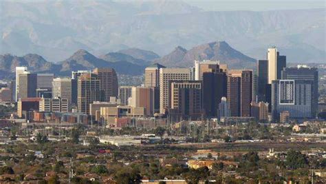 Downtown Phoenix Skyline on a clear day. - Stock Video Footage - Dissolve