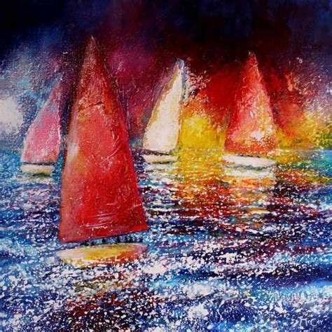 Sunset Reflections | Sailing Seascapes Paintings | Buy Original Art Online