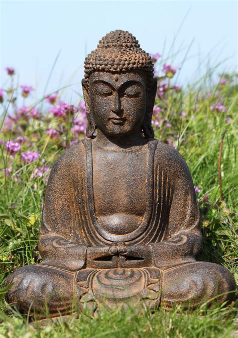 Meditating Garden Japanese Buddha Statue 12" (#72vc43z): Lotus Sculpture