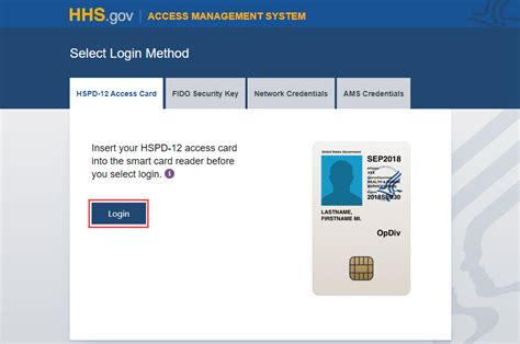 HHS AMS - How To Log Into AMS With An HSPD-12 Access Card