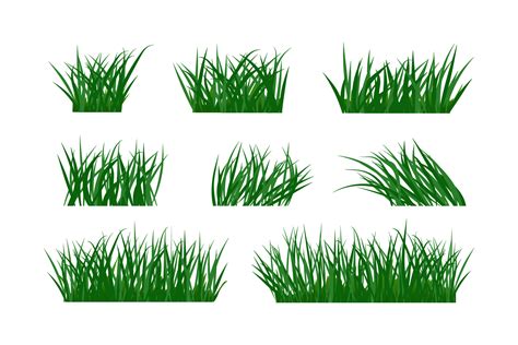 Green cartoon grass in bunches, clusters. Elements for various summer ...