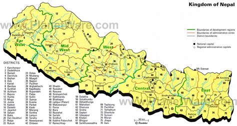 District Map Of Nepal | Cities And Towns Map