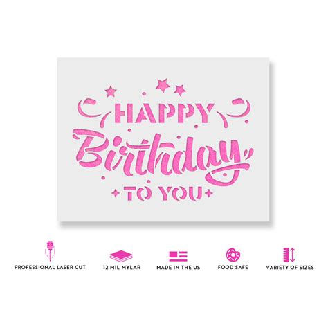 Happy Birthday Stencil – Reusable Stencil for Birthday Craft Projects