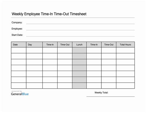 Timesheet Printable Form