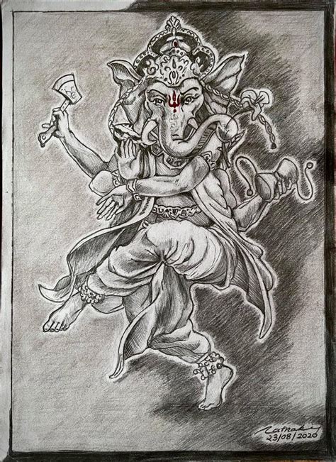 Dancing Ganesha Drawing by Ratnaker Prasad | Saatchi Art