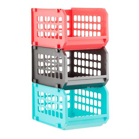 Stacking Storage Bins Pkg/3 | Storage bins, Stackable storage bins ...