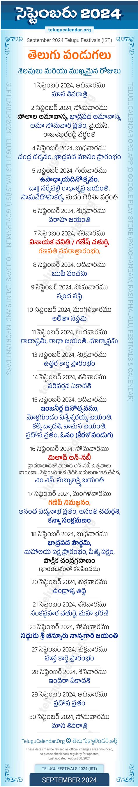 September 2024 Telugu Calendar Festivals - Sheri Riannon