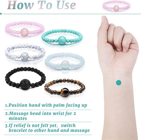 6 Pieces Motion Sickness Bracelets Anti Nausea Wristband Sea Sickness ...