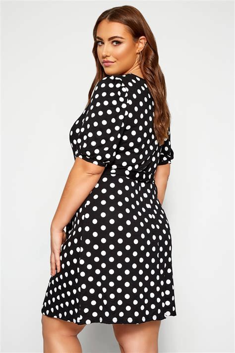 Black & White Polka Dot Swing Dress | Yours Clothing