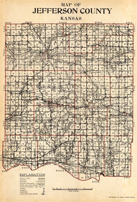 McNally's 1923 Map of Jefferson County, Kansas - Art Source International