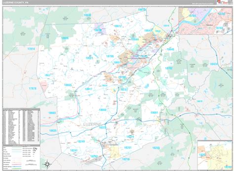 Luzerne County, PA Wall Map Premium Style by MarketMAPS - MapSales