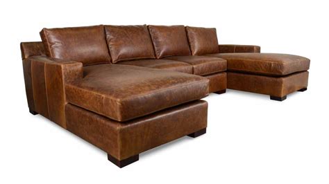 COCOCO Home | Durham Double Chaise Leather Sectional - Made in USA ...