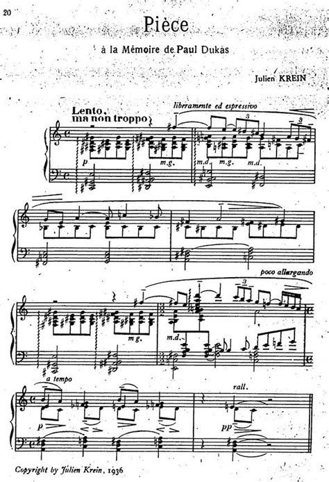 Julian Krein Paul Dukas piano works sheet music - Pianorarescores