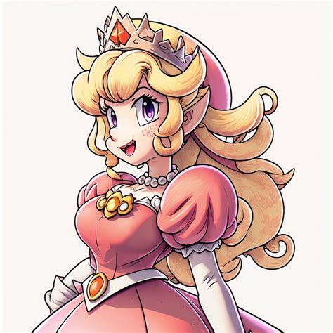 Cute Princess Peach Super Mario Brothers Digital Art, Manga Inspired ...