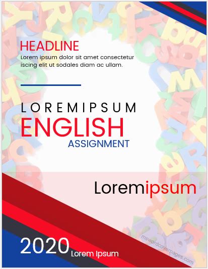 English Assignment Cover Page Templates | MS Word Cover Page Templates