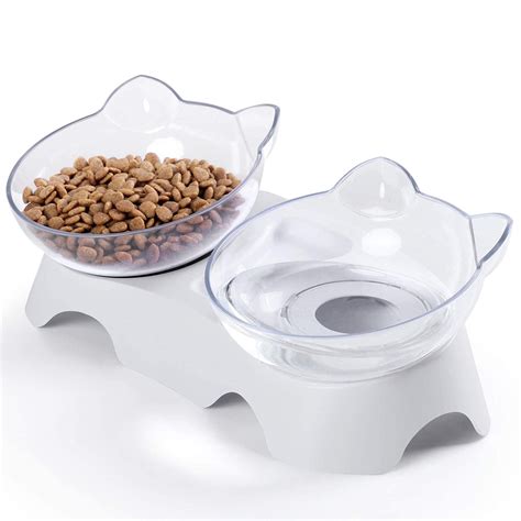 Cat Bowls, Cat Food Bowls Elevated, Double Kitty Bowls with 15°Tilted ...