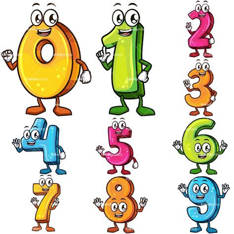 Cute Cartoon Numbers Clipart Vector Collection - FriendlyStock