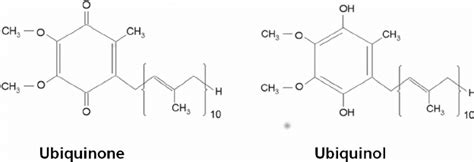 Structure of the oxidized (ubiquinone) and reduced form (ubiquinol) of ...