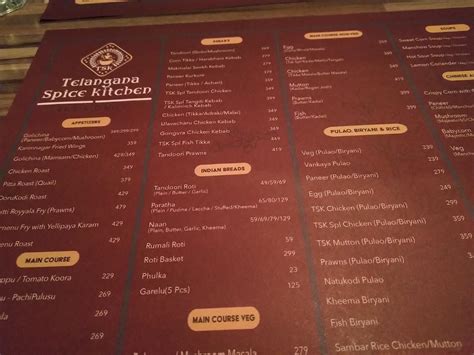 Menu at Telangana Spice Kitchen Bar & Grill, Hyderabad, 8/2/293/82/49/A