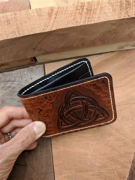 Mens Leather Wallet, Bifold Wallet with Celtic Trinity Knot and Celtic ...