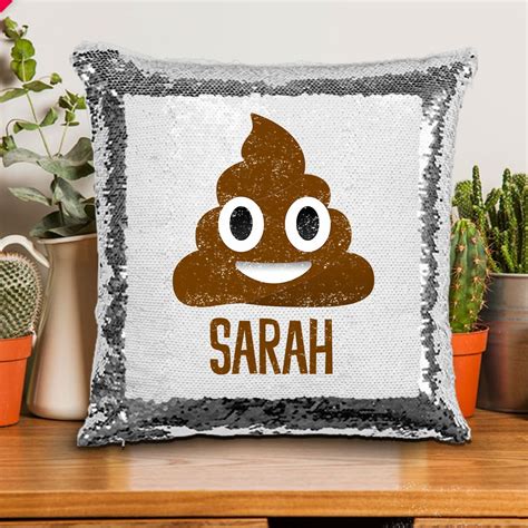 Poop Emoji Sequin Pillow Personalized Poop Emoji Mermaid - Etsy