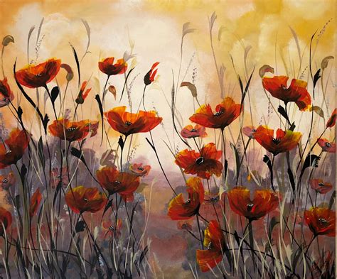 Print from Red Poppies on a large canvas | Marja Brown | Poppy painting ...