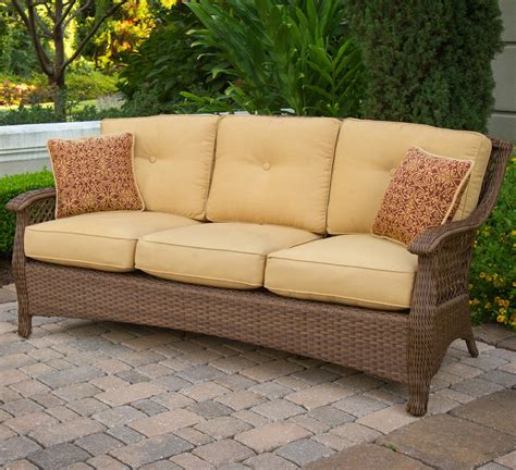 Agio Veranda--Agio Outdoor Tan Woven Sofa with Cushions and 2 Pillows ...