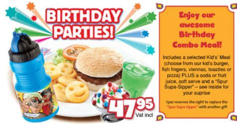 Great birthday combo meals for the kids! http://www.spur.co.za | Spur's ...