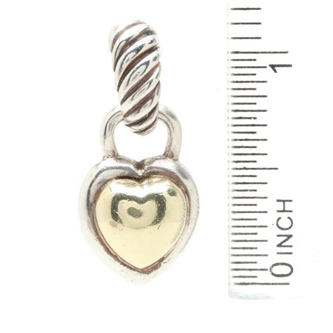 David Yurman Sterling Silver and 14K Yellow Gold Heart Pendant | EBTH