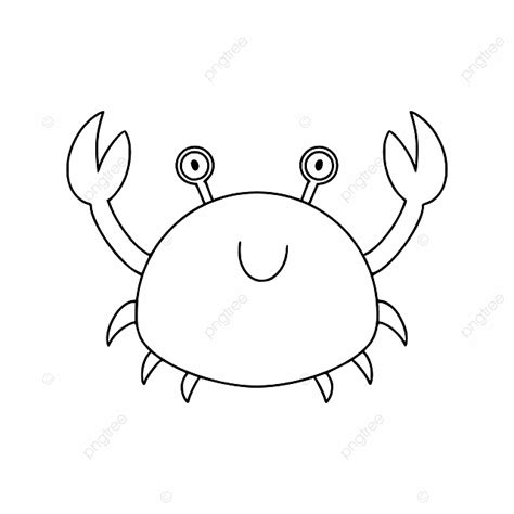 Gambar Kepiting Lucu Dengan Mata Dan Senyuman, Sirip, Tinta, Pensil PNG ...