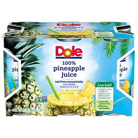 Dole 100% Pineapple Juice - 6pk/6 fl oz Cans – BrickSeek