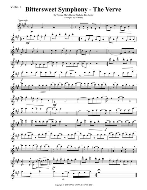 Bittersweet Symphony (arr. Marmpy) by Tim Baxter Sheet Music for String ...