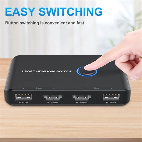 KVM Switch HDMI 2 Port Box,ABLEWE USB and HDMI Switch for 2 Computers ...