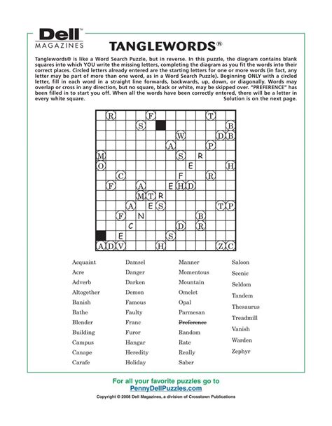 TANGLEWORDSÂ® - PennyDellPuzzles