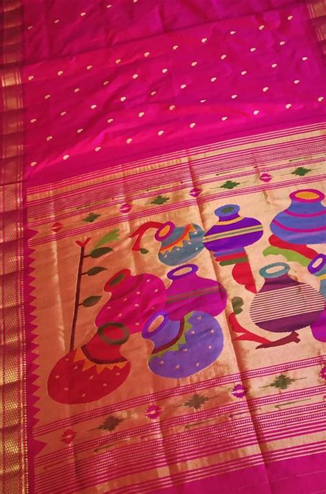 Pink Handloom Paithani Pure Silk Saree With Matka Design Pallu # ...