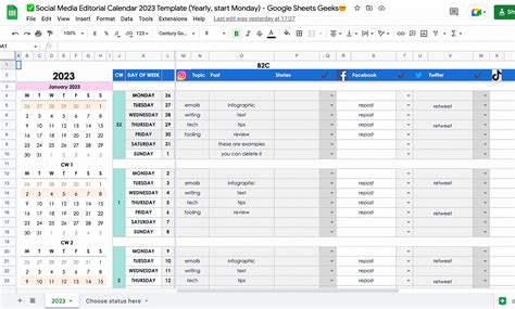 Content Calendar 2024 Template Google Sheets - Corny Doralia