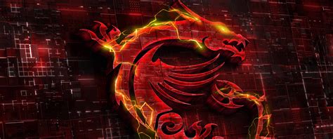 MSI Gaming Wallpaper 4K, Dragon, Fire, Red background