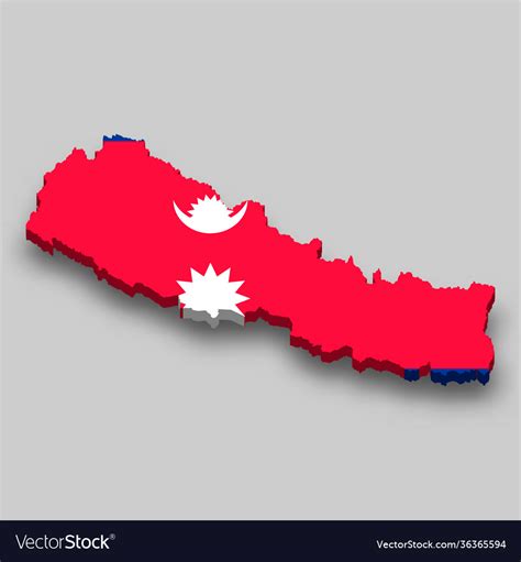 3d isometric map nepal with national flag Vector Image