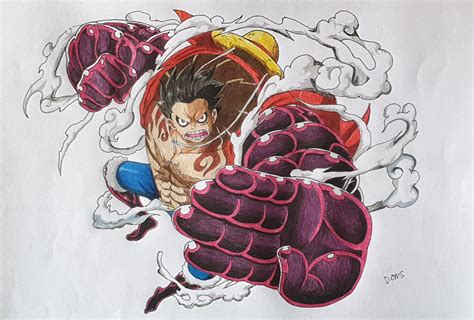 Hi guys. Here is my drawing of Monkey D. Luffy Gear 4. What do you ...