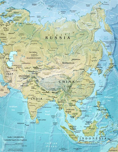 Map of Asia Physical Map ǀ Maps of all cities and countries for your ...