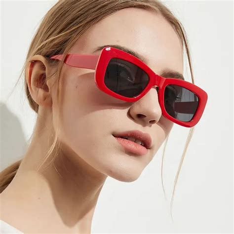 Red Square Sunglasses Women Luxury Brand Designer Retro Sun Glasses ...