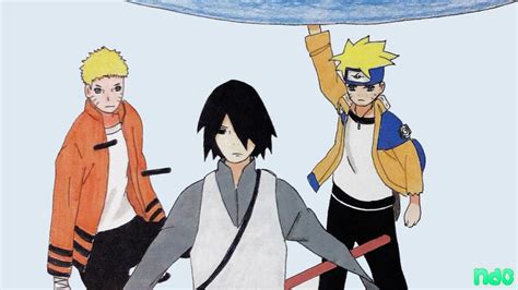 SPEED DRAWING SASUKE UCHIHA , NARUTO AND BORUTO UZUMAKI VS MOMOSHIKI ...