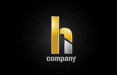 gold silver metal logo h alphabet letter design icon for company ...